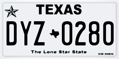 TX license plate DYZ0280