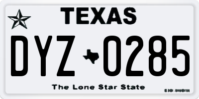 TX license plate DYZ0285