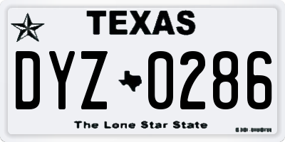 TX license plate DYZ0286