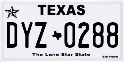 TX license plate DYZ0288
