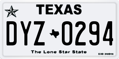 TX license plate DYZ0294