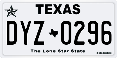TX license plate DYZ0296