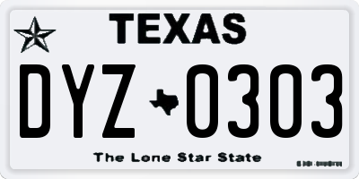 TX license plate DYZ0303