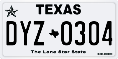 TX license plate DYZ0304
