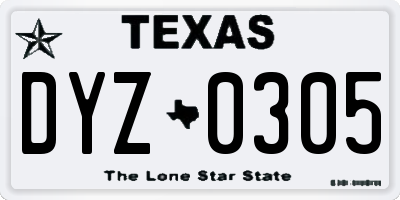 TX license plate DYZ0305