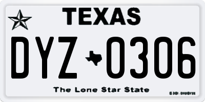 TX license plate DYZ0306
