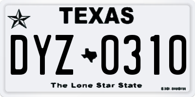 TX license plate DYZ0310