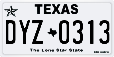 TX license plate DYZ0313