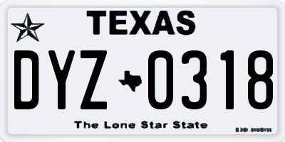TX license plate DYZ0318