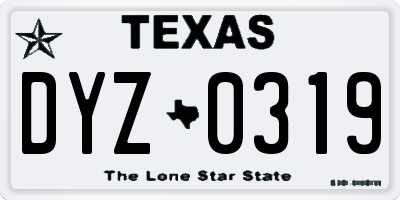 TX license plate DYZ0319