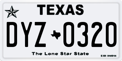 TX license plate DYZ0320