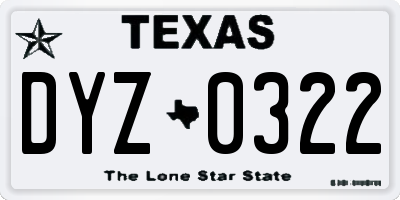 TX license plate DYZ0322