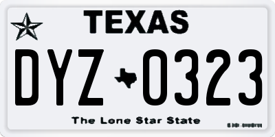 TX license plate DYZ0323