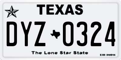 TX license plate DYZ0324