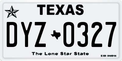 TX license plate DYZ0327