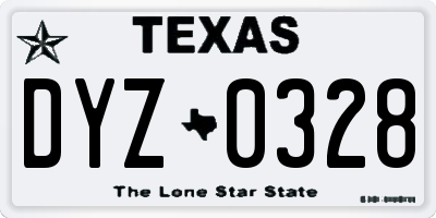 TX license plate DYZ0328
