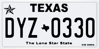 TX license plate DYZ0330