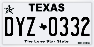 TX license plate DYZ0332