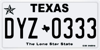 TX license plate DYZ0333