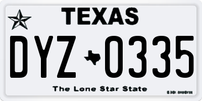 TX license plate DYZ0335