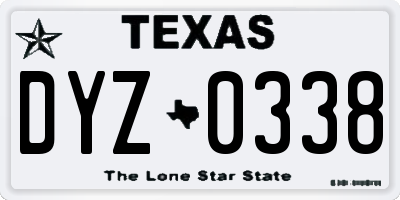 TX license plate DYZ0338
