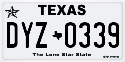 TX license plate DYZ0339