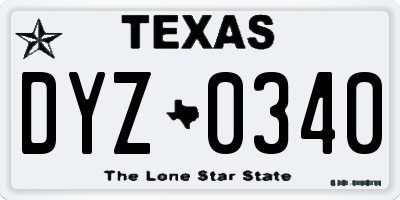 TX license plate DYZ0340