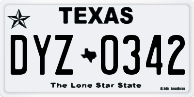 TX license plate DYZ0342
