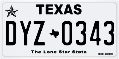 TX license plate DYZ0343