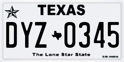 TX license plate DYZ0345