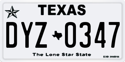 TX license plate DYZ0347