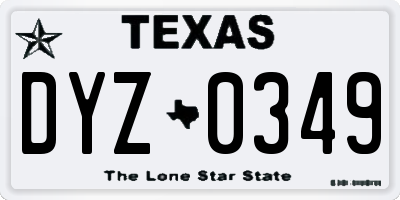 TX license plate DYZ0349