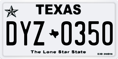 TX license plate DYZ0350