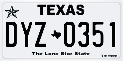 TX license plate DYZ0351