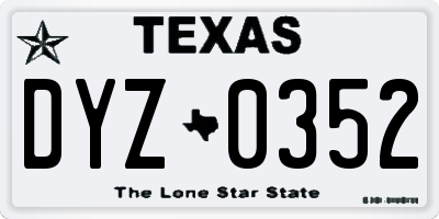 TX license plate DYZ0352