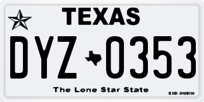 TX license plate DYZ0353