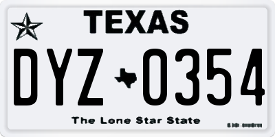 TX license plate DYZ0354