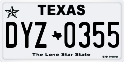 TX license plate DYZ0355