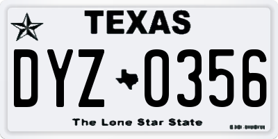TX license plate DYZ0356