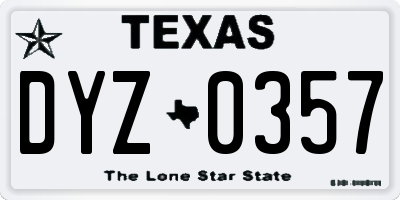 TX license plate DYZ0357