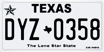 TX license plate DYZ0358