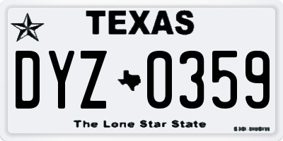 TX license plate DYZ0359