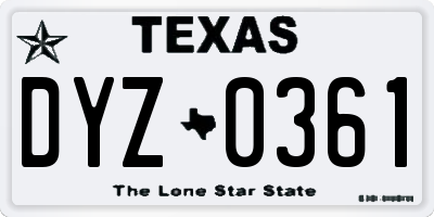 TX license plate DYZ0361