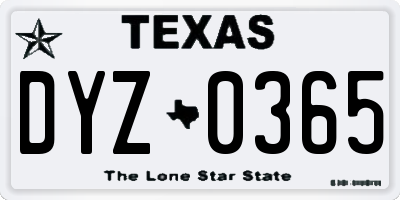 TX license plate DYZ0365