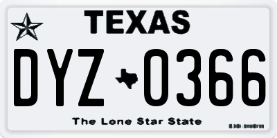 TX license plate DYZ0366