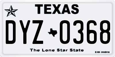 TX license plate DYZ0368