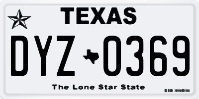 TX license plate DYZ0369