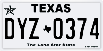 TX license plate DYZ0374