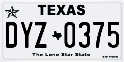 TX license plate DYZ0375