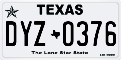 TX license plate DYZ0376